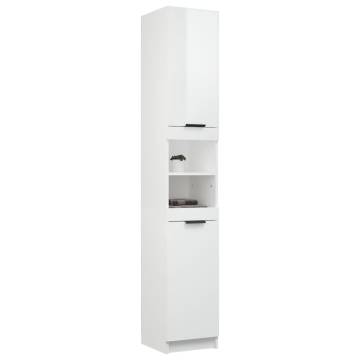 High Gloss White Bathroom Cabinet - 32x34x188.5cm