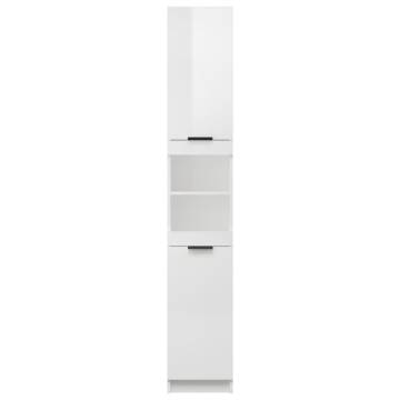 High Gloss White Bathroom Cabinet - 32x34x188.5cm