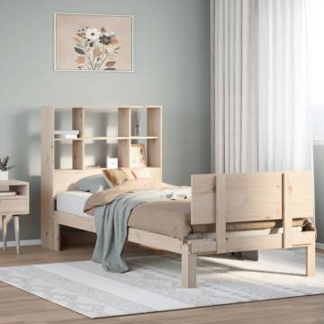 Bookcase Bed 75x190cm Small Single - Solid Pine Wood | HipoMarket