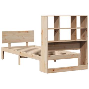 Bookcase Bed 75x190cm Small Single - Solid Pine Wood | HipoMarket