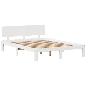 Bookcase Bed without Mattress – White Solid Pine 140x190cm