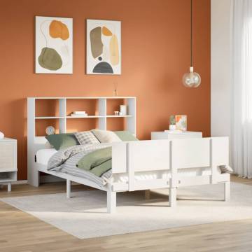 Bookcase Bed without Mattress - White 120x200cm Solid Pinewood