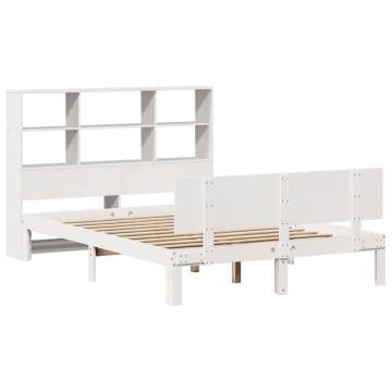 Bookcase Bed without Mattress - White 120x200cm Solid Pinewood