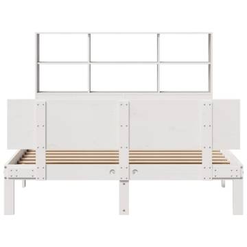 Bookcase Bed without Mattress - White 120x200cm Solid Pinewood