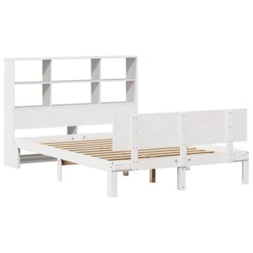 Bookcase Bed without Mattress White 160x200cm - Solid Pine