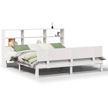 Bookcase Bed without Mattress - White 180x200 cm Super King