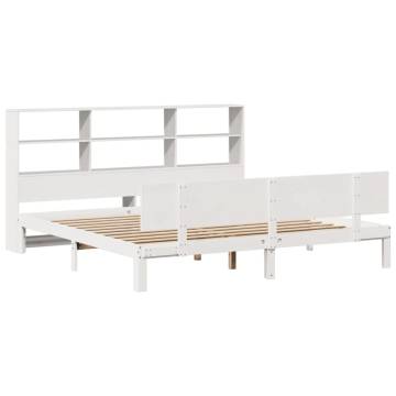 Bookcase Bed without Mattress - White 180x200 cm Super King