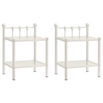 Stylish Bedside Cabinets - 2 pcs White & Transparent Design