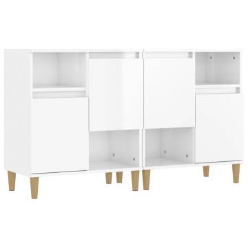 High Gloss White Sideboards 2 pcs | Stylish Storage Solution