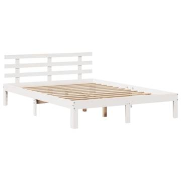 Bookcase Bed without Mattress - White Solid Wood Pine 160x200cm