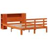 Bookcase Bed without Mattress - Wax Brown Solid Wood Pine