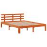 Bookcase Bed without Mattress - Wax Brown Solid Wood Pine