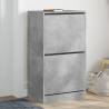 Shoe Cabinet with 2 Flip-Drawers - Concrete Grey 60x42x108 cm