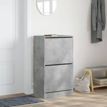 Shoe Cabinet with 2 Flip-Drawers - Concrete Grey 60x42x108 cm