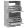 Shoe Cabinet with 2 Flip-Drawers - Concrete Grey 60x42x108 cm