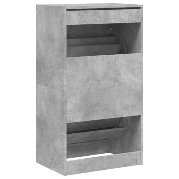 Shoe Cabinet with 2 Flip-Drawers - Concrete Grey 60x42x108 cm