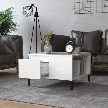 Stylish High Gloss White Coffee Table - 55x55 cm