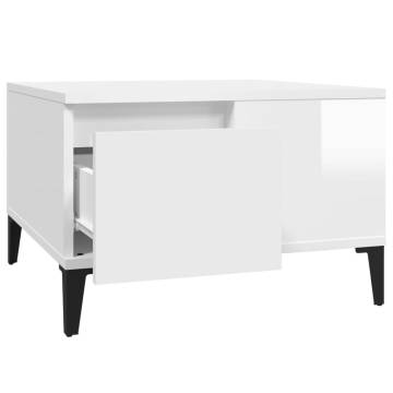 Stylish High Gloss White Coffee Table - 55x55 cm