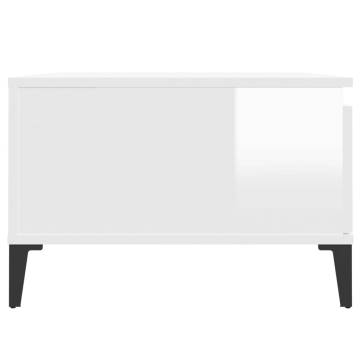 Stylish High Gloss White Coffee Table - 55x55 cm