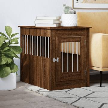 Stylish Dog Crate Furniture in Brown Oak - 55x80x68 cm