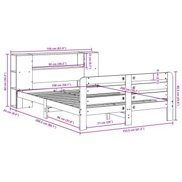 Solid Wood Pine Bed Frame King Size 150x200 cm | HipoMarket