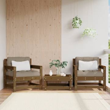 Garden Chairs 2 pcs Honey Brown Solid Wood Pine for Outdoors