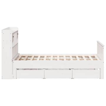 Bookcase Bed without Mattress - White Solid Pine 160x200 cm