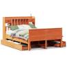 Bookcase Bed without Mattress - Wax Brown Solid Pine 140x200 cm