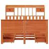 Bookcase Bed without Mattress - Wax Brown Solid Wood Pine