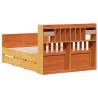 Bookcase Bed without Mattress - Wax Brown Solid Wood Pine