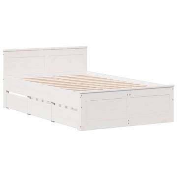 Bookcase Bed without Mattress - White Double Solid Pine