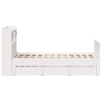 White Bookcase Bed 120x190 cm - Solid Wood Pine - Hipo Market