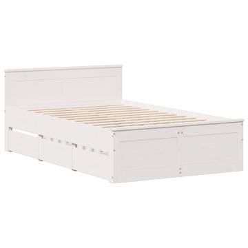 White Bookcase Bed 120x190 cm - Solid Wood Pine - Hipo Market