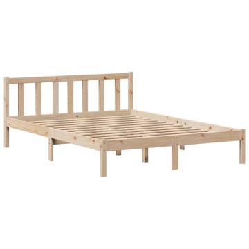 Bookcase Bed without Mattress 140x190 cm in Solid Pine Wood