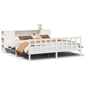 Bookcase Bed without Mattress - White Super King Solid Pine