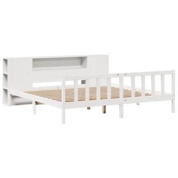 Bookcase Bed without Mattress - White Super King Solid Pine