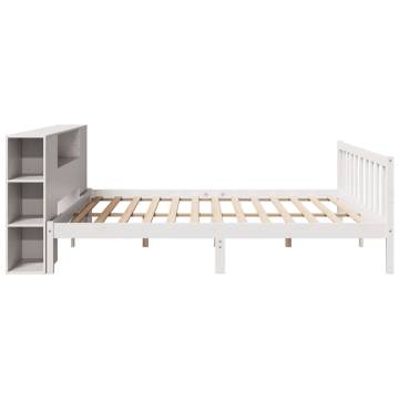 Bookcase Bed without Mattress - White Super King Solid Pine