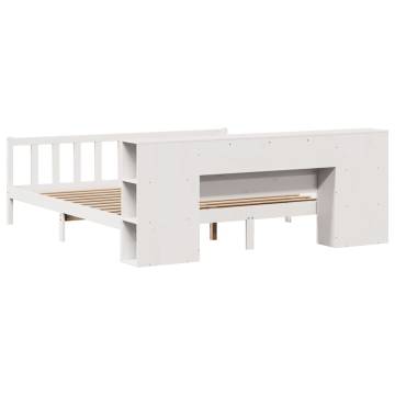 Bookcase Bed without Mattress - White Super King Solid Pine