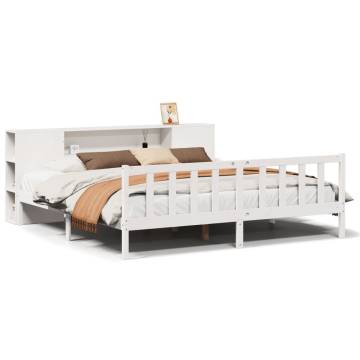 Bookcase Bed without Mattress - White Solid Pine 200x200 cm