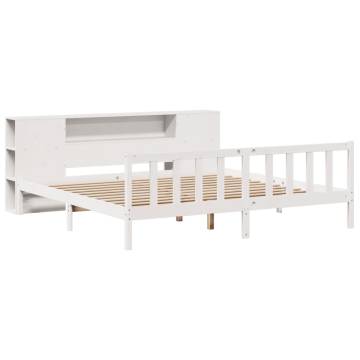 Bookcase Bed without Mattress - White Solid Pine 200x200 cm