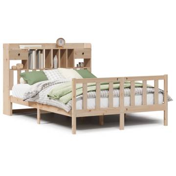 Bookcase Bed 140x190 cm Solid Pine | HipoMarket UK