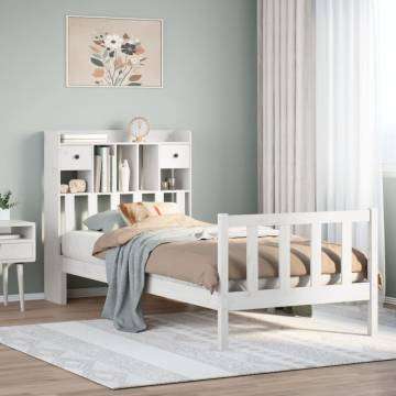 Bookcase Bed without Mattress White 100x200 cm - Solid Pine