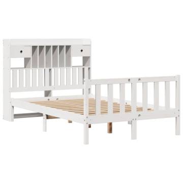 Bookcase Bed without Mattress - Solid Pine Wood White 120x200