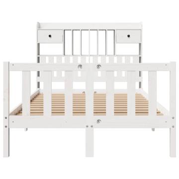 Bookcase Bed without Mattress - Solid Pine Wood White 120x200