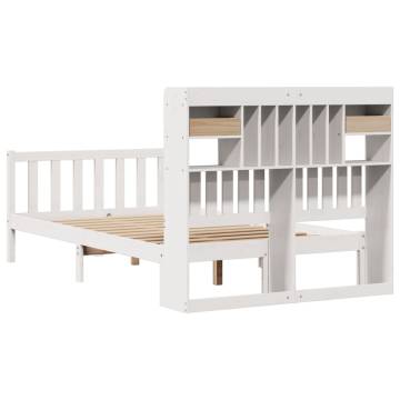 Bookcase Bed without Mattress - Solid Pine Wood White 120x200