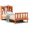 Bookcase Bed without Mattress - Solid Pine Wood, Wax Brown