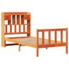 Bookcase Bed without Mattress - Solid Pine Wood, Wax Brown