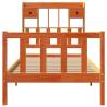 Bookcase Bed without Mattress - Solid Pine Wood, Wax Brown