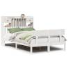 Bookcase Bed without Mattress - White Double Solid Pine