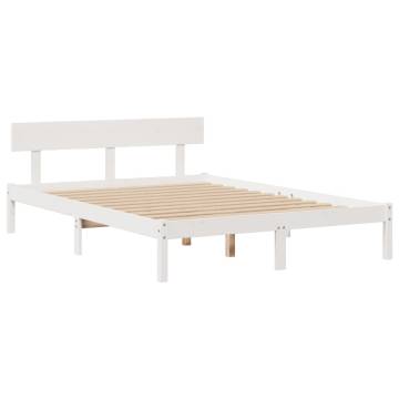 Bookcase Bed Without Mattress - White Solid Pine 140x190 cm